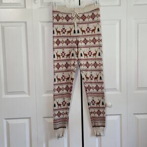 American Eagle Ahh-Mazingly Soft Sweater Knit Reindeer Snowflake Leggings Size M